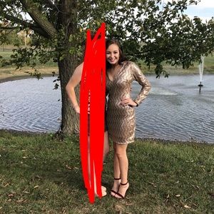 Gold Sequin Hoco Dress